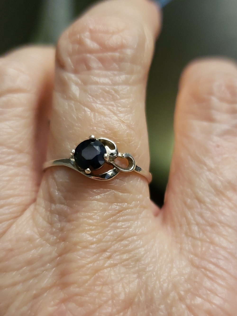 Sterling Silver Blue Stone Women’s Ring - Elegant Black Onyx Look